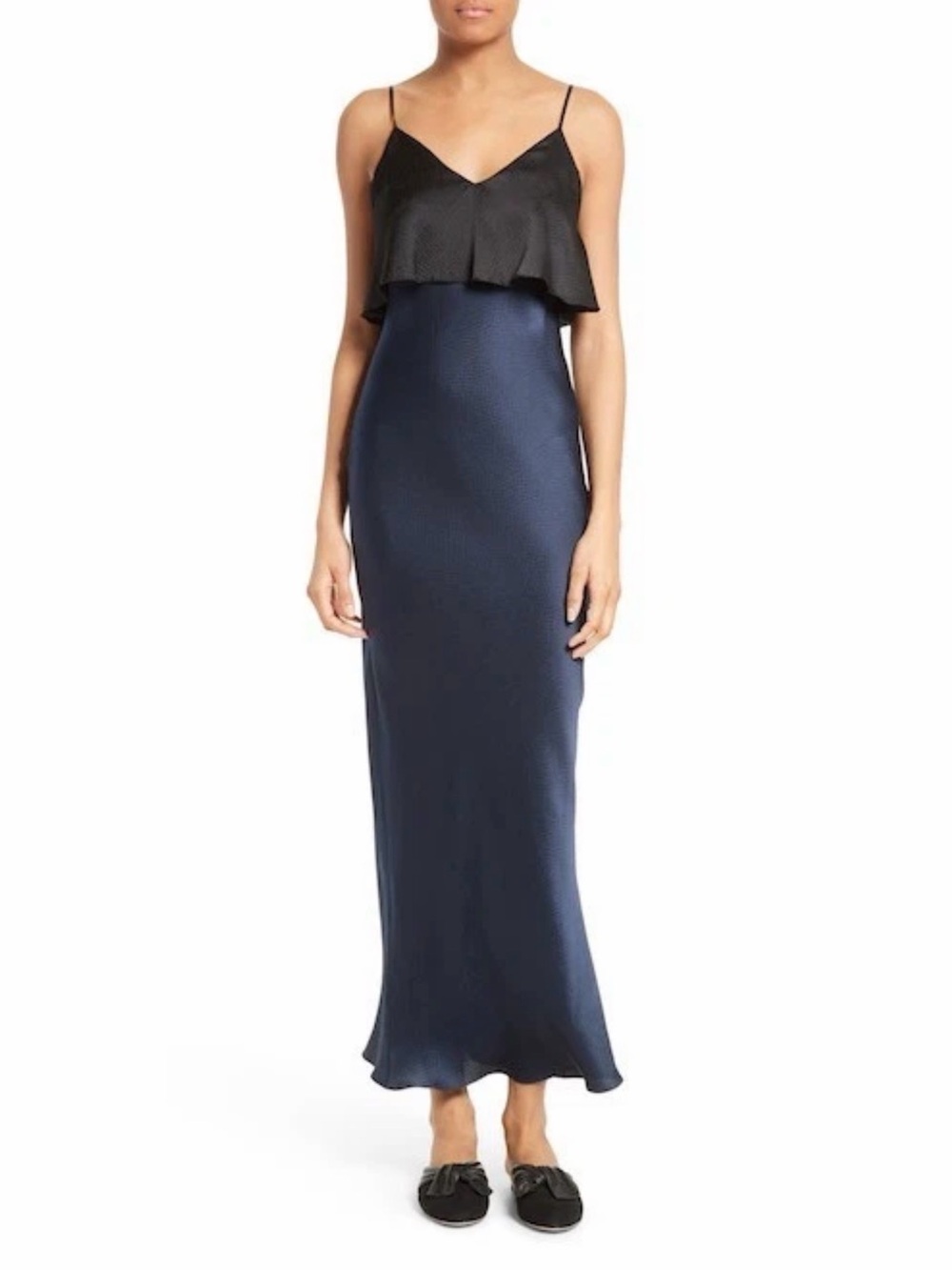 DvF Diane von Furstenberg Tiered Blue Silk Maxi Dress size M